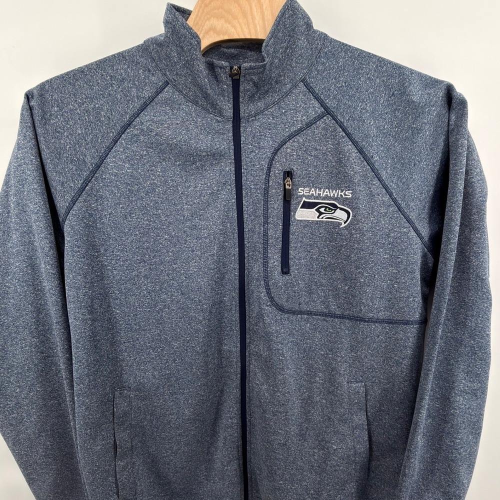 Seattle‎ Seahawks Heather Blue Fleece Jacket Mens XL Full Zip Midlayer